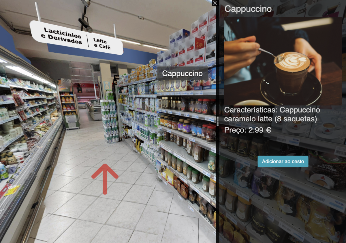 Adding a product to the cart in the supermarket environment.